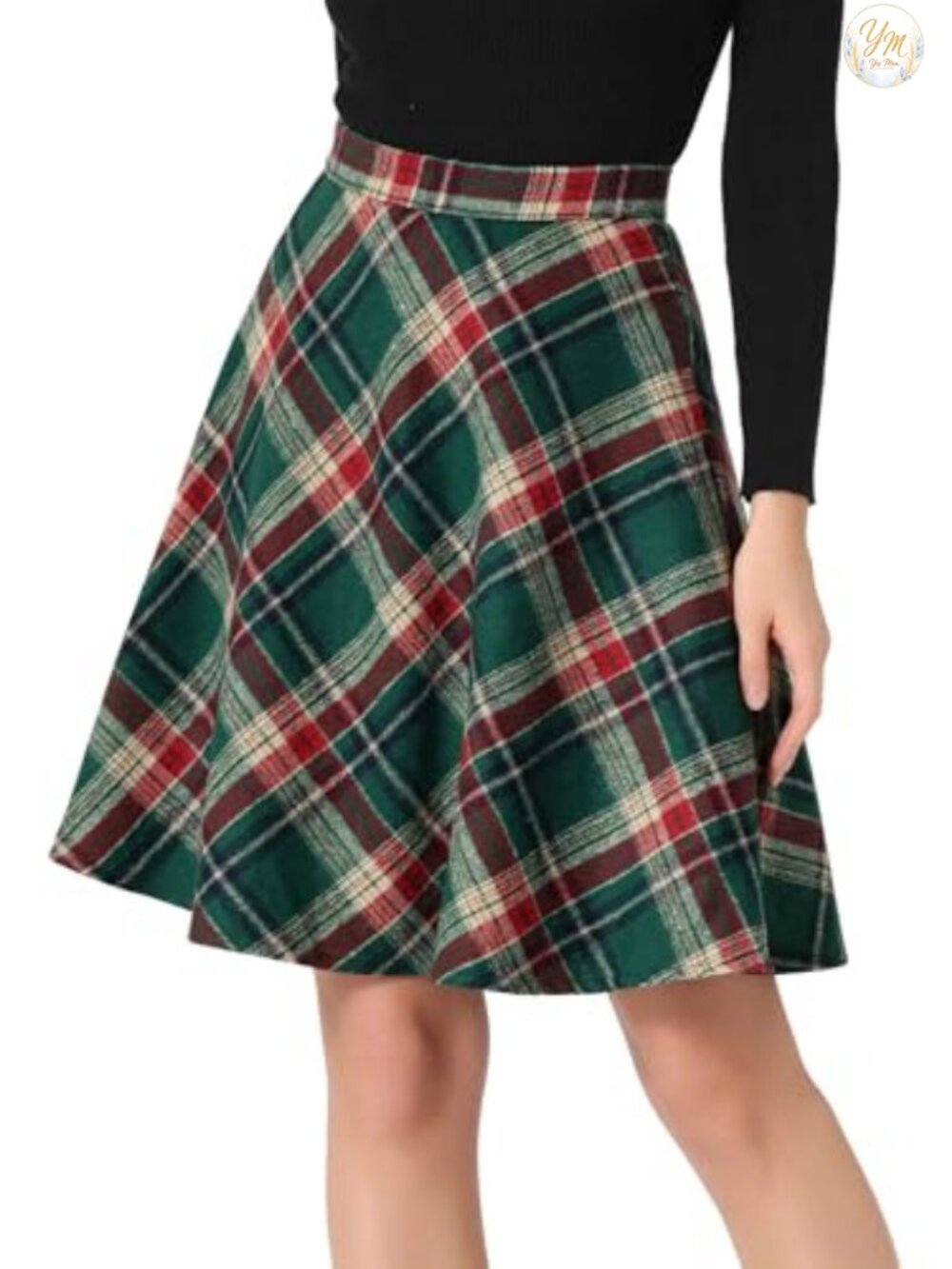 Allegra K Women's Plaid Tartan Elastic Waist Short A-Line Skirt